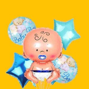GLOBO 5 PIEZAS "BABY BOY" Globo principal 70 cms aprox y 4 de 45 cms aprox