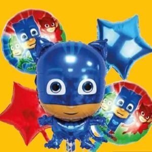 GLOBO 5 PIEZAS "HEROES EN PIJAMAS" Globo principal 70 cms aprox y 4 de 45 cms aprox