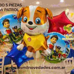 GLOBO 5 PIEZAS "PATRULLA CANINA PAW" Globo principal 70 cms aprox y 4 de 45 cms aprox - Imagen 2
