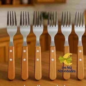 SET TENEDOR MANGO DE MADERA X 6 UNIDADES
