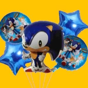 GLOBO 5 PIEZAS "SONIC" Globo principal 70 cms aprox y 4 de 45 cms aprox - Imagen 1