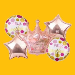 GLOBO 5 PIEZAS "CORONA THE KING" Globo principal 70 cms aprox y 4 de 45 cms aprox - Imagen 1
