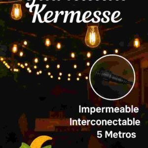 LUCES DE KERMESSE 5 MTS IMPERMEABLE INTERCONECTABLE (No incluye focos)