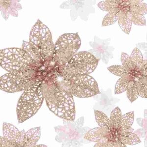 ADORNO "FLOR" x 2 "COLGANTE BRILLOS" NAVIDEÑO variedad de colores - Imagen 2