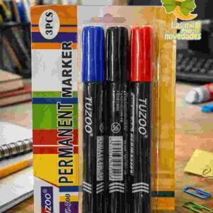 FIBRON MARCADOR x 3 **EN BLISTER** (ROJO, AZUL, NEGRO) - Imagen 1