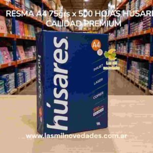 RESMA x 500 hjs HUSARES A4 CALIDAD PREMIUN 75 GRS AZUL - Imagen 1