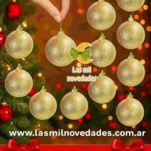 ADORNO PELOTITA Navideña x 12 unidades lisas o con brillos variedad de colores