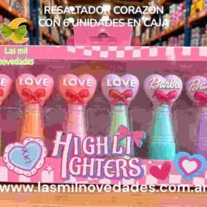 RESALTADOR  **CORAZON** CON 6 UNIDADES EN CAJA - Imagen 1