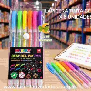 LAPICERA TINTA GEL FLUO x 6 UNIDADES - Imagen 1
