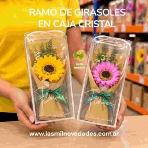 RAMO DE GIRASOLES en caja cristal