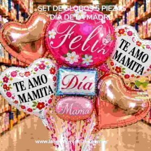 SET DE 5 GLOBOS ¨¨DIA DE LA MADRE¨¨ variedad de diseños