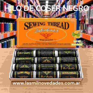 HILO DE COSER NEGRO x 12 unidades -RAIA