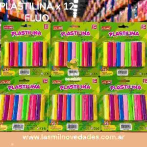 PLASTILINA x 12 ¨¨FLUO¨¨ UU - Imagen 1