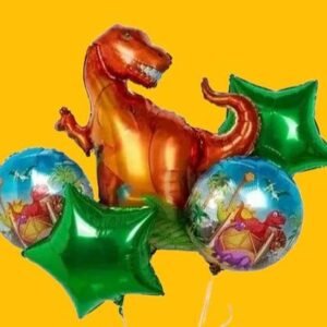 GLOBO 5 PIEZAS "DINOSAURIO" Globo principal 70 cms aprox y 4 de 45 cms aprox