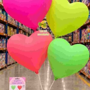 GLOBO NEON FLUO "CORAZON" **EN BLISTER x 1** 18 pulgadas 50 cms aprox - Imagen 1
