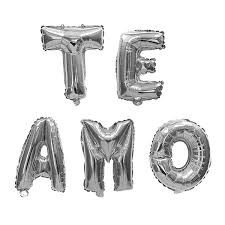 GLOBO 5 PIEZAS "TE AMO" COLOR "PLATEADO" 16 Pulgadas 45 cms aprox