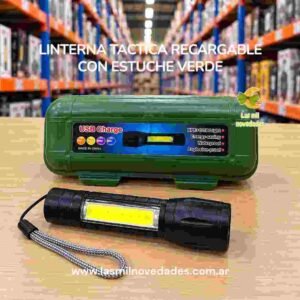 LINTERNA TACTICA RECARGABLE CON ESTUCHE VERDE - Imagen 1