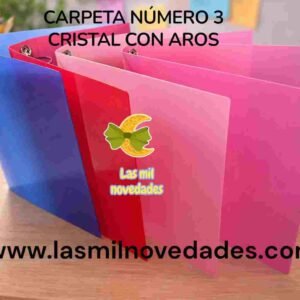 CARPETA NUM 3 "CRISTAL" CON AROS variedad de colores
