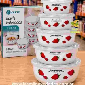 SET DE BOWL ENLOZADO CON TAPA x 5 PIEZAS