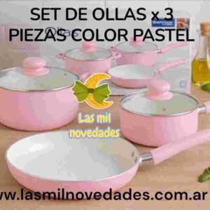 SET DE OLLA X 3 PIEZAS COLOR PASTEL - Imagen 3