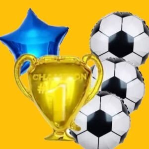 GLOBO 5 PIEZAS "PELOTA FUTBOL" Globo principal 70 cms aprox y 4 de 45 cms aprox