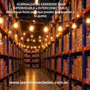 LUCES GUIRNALDA DE KERMESSE 5 MTS IMPERMEABLE INTERCONECTABLE (No incluye focos) - Imagen 1