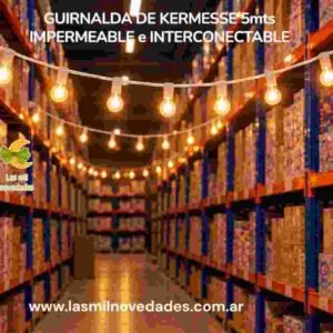 LUCES GUIRNALDA DE KERMESSE 5 MTS IMPERMEABLE INTERCONECTABLE (No incluye focos) - Imagen 3